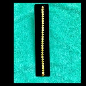 925 Silver Gold Plated Flower Yellow CZ Bracelet